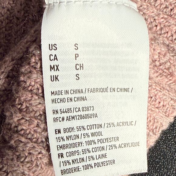 AMERICAN EAGLE S Lavender VNeck Sweater Floral Embroidered Cozy Cottage Feminine - Picture 7 of 9